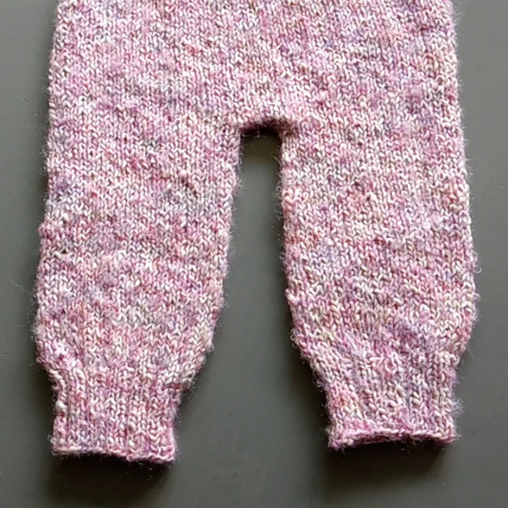 Handmade Handknit Light Pink Cotton Blend Baby Jogger Pants 3-6M